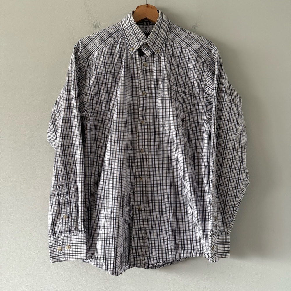 Ariat Pro Series Button Down Mens Small‎ Plaid Western Cowboy Farm Rodeo Shirt